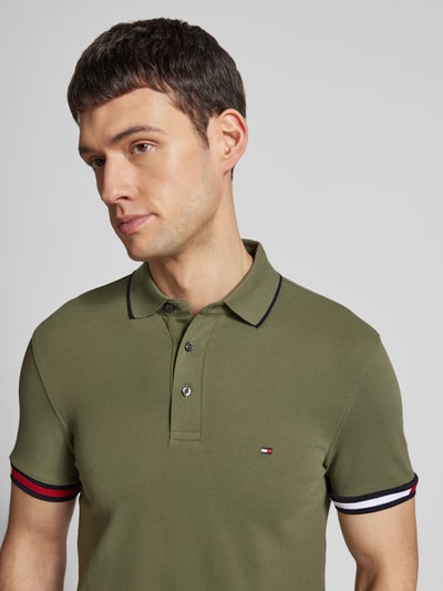 Tommy Hilfiger Slim fit poloshirt van een mix van katoen en elastaan Olijfgroen - 3