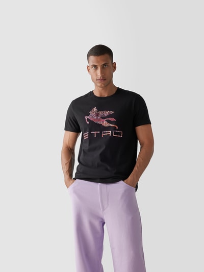 Etro T-Shirt mit Label-Stitching Black 4