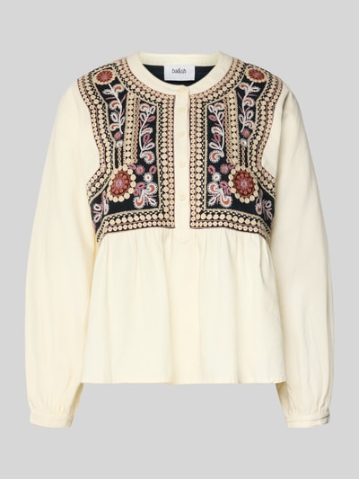 Bash Regular Fit Bluse mit floralem Stitching Modell 'Alec' Ecru 2