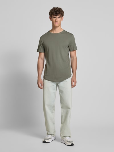 Only & Sons T-shirt met labeldetail, model 'MATT' Donkergrijs - 1