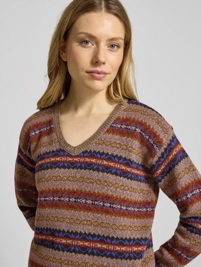 Lauren Ralph Lauren Strickpullover aus Baumwoll-Leinen-Mix Modell 'MINCLAIRE' Taupe Melange 3