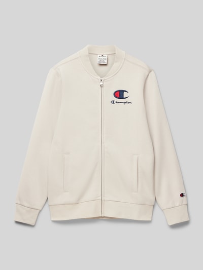 CHAMPION Sweatjacke mit Label-Stitching Stein 1