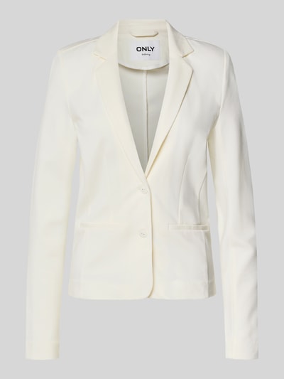 Produktfoto, Taillierter Blazer aus Viskose-Mix Modell 'POPTRASH' von ONLY, Optik: Unifarben, Reverskragen, 2-Knopf-Verschluss, Langarm, Label-Stitching-Applikation, angedeutete Taschen, Material: Viskose-Mix