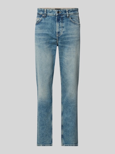 Produktfoto, blaue Slim Fit Jeans aus Baumwoll-Mix Modell 'ONYX-2- BO' von BOSS Orange mit dezenter Waschung und glatter Textur