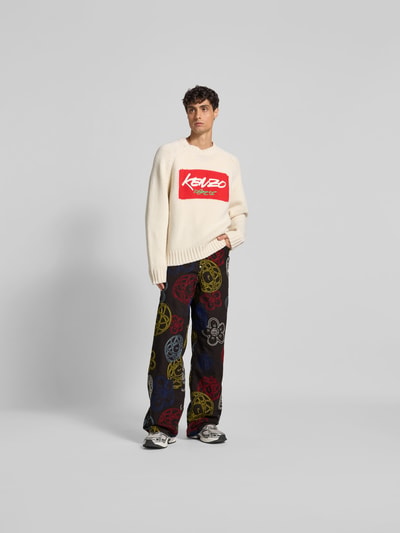 Kenzo Wide Fit Jeans mit Motiv-Stitching Schoko 1