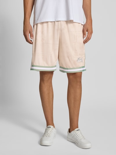 KARL KANI Regular fit sweatshorts met labelstitching, model 'Varsity' Zand - 4
