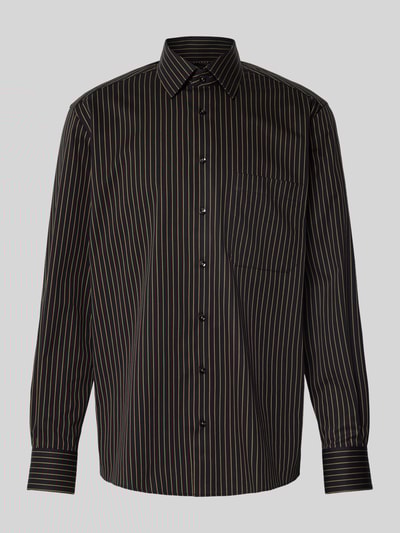 ETERNA Comfort fit zakelijk overhemd met borstzak Zwart - 2