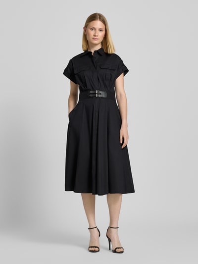 Lauren Ralph Lauren Sukienka midi z kołnierzykiem koszulowym Czarny 4