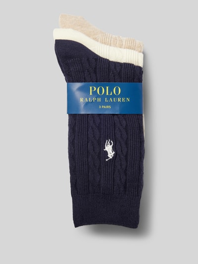 Polo Ralph Lauren Sokken met kabelpatroon in een set van 3 paar Donkerblauw - 3