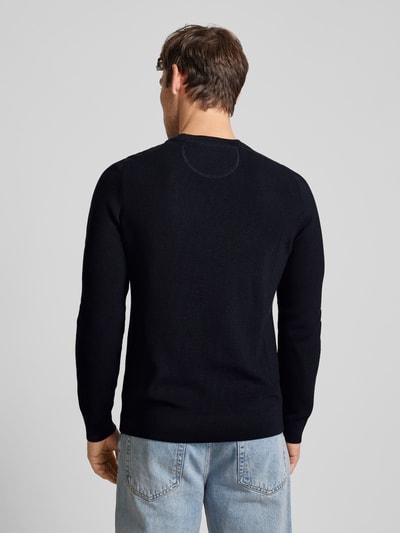 Brax Gebreide pullover met labeldetail, model 'ROY' Marineblauw - 5