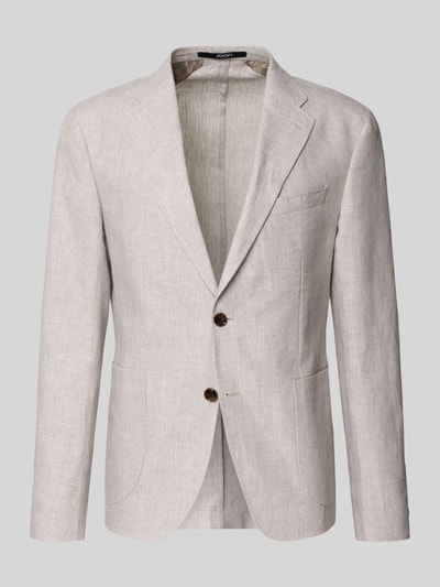 Produktfoto, Slim Fit 2-Knopf-Sakko aus Leinen Modell 'Hoverest' von JOOP! Collection in hellem Beige, Reverskragen, strukturierte Oberfläche.