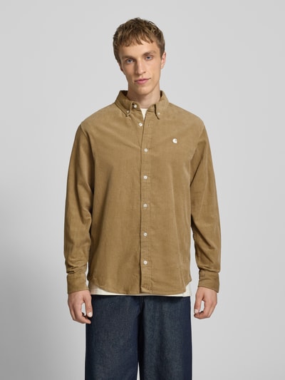 Carhartt Work In Progress Regular Fit Freizeithemd aus Cord mit Button-Down-Kragen Beige 4