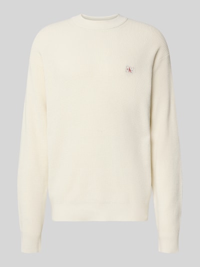 Calvin Klein Jeans Gebreide pullover met structuurmotief en ronde hals Offwhite - 2
