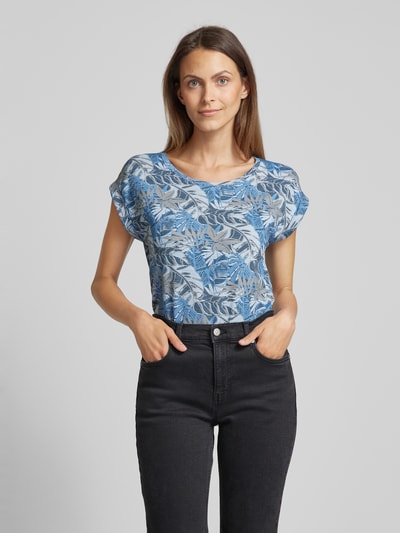 Soyaconcept T-shirt met all-over bloemenprint, model 'Galina' Lichtblauw - 4