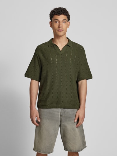 Jack & Jones Relaxed Fit Poloshirt mit Lochmuster Modell 'PAROS' Oliv 4