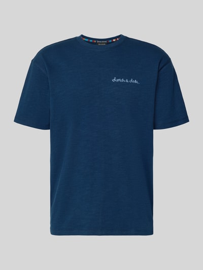 Produktfoto, T-Shirt mit Label-Stitching von Scotch & Soda, Herren T-Shirt aus reiner Baumwolle, Regular-Fit, Rundhalsausschnitt, Farbe Dunkelblau