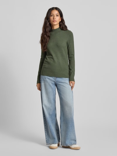 Christian Berg Woman Strickpullover mit Stehkragen Oliv Melange 1