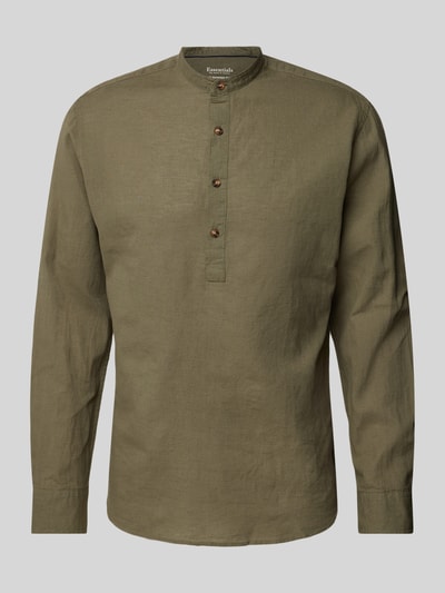 Jack & Jones Regular fit linnen overhemd met maokraag Olijfgroen - 2