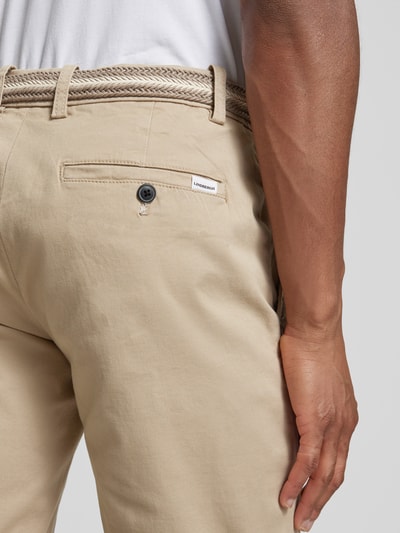 Lindbergh Slim Fit Bermudas mit Gürtel Sand 3