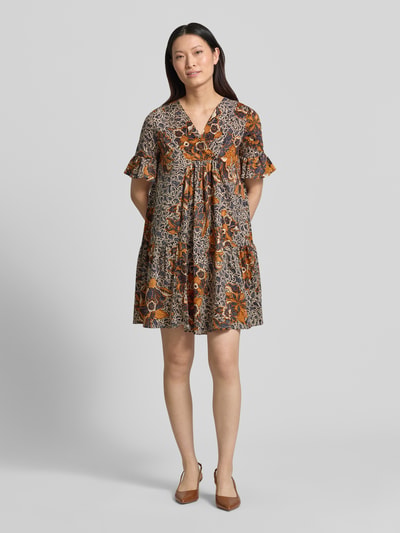 Weekend Max Mara A-Linien Kaftankleid aus reiner Baumwolle Modell 'FUOCO' Mittelbraun 1