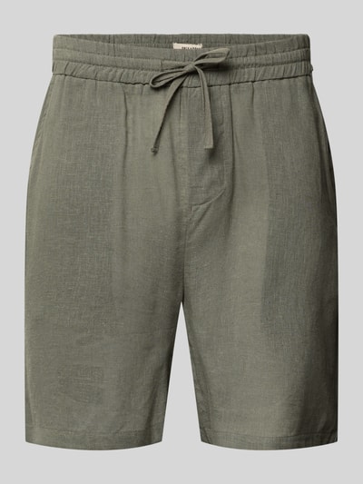 Produktfoto, Regular Fit Shorts aus Leinen-Viskose-Mix Modell 'LAURENCE' von Only & Sons, kolor jednolity, krój regular fit, tunel w pasie, elastyczny pas, kieszenie boczne i tylne, materiał mieszanka lnu i wiskozy