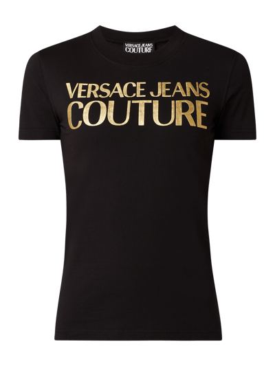 Versace Jeans Couture T-shirt met logo in metallic look  Zwart - 2