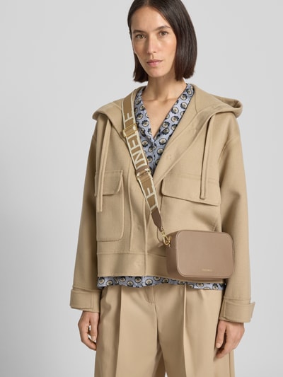 Coccinelle Handtas met labelapplicatie, model 'TEBE' Taupe - 1