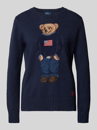 Polo Ralph Lauren Strickpullover mit Motiv-Stitching Modell 'BEAR' Marine 2