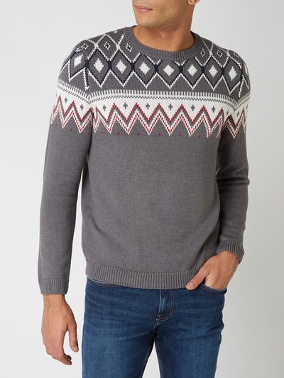 REVIEW Sweter z norweskim wzorem Grafitowy 4