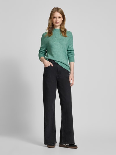 Tom Tailor Denim Comfort Fit Strickpullover mit Sattelschulter-Ärmel und Mock-Neck Grass 1