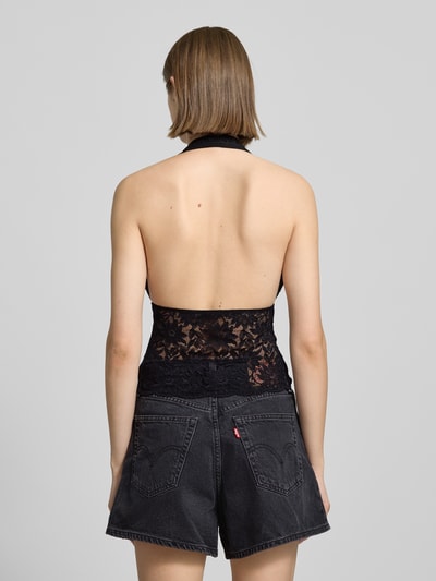Gina Tricot Top z koronki z wiązaniem na szyi Czarny 5