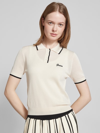 Guess Activewear Regular Fit Poloshirt mit Strukturmuster Ecru 3