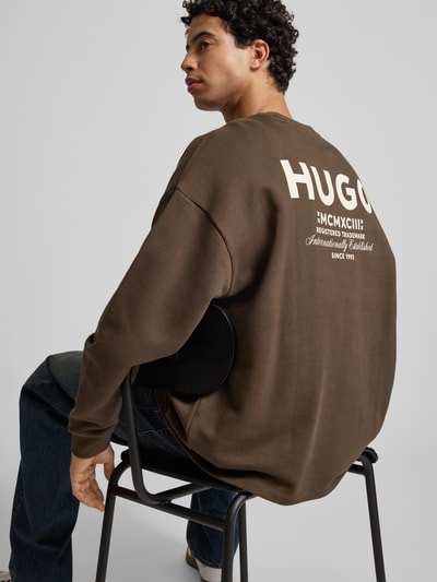 Hugo Blue Loose Fit Sweatshirt aus reiner Baumwolle Modell 'NAVIU' Dunkelbraun 3