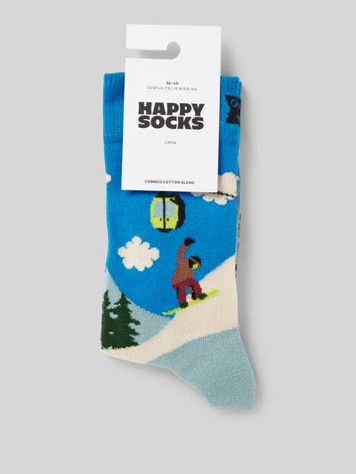 Happy Socks Socken mit Label-Print Modell 'Snowboard' Blau 3