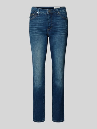 Produktfoto, Slim Fit Jeans aus Baumwoll-Mix Modell 'BETSY' von s.Oliver RED LABEL in mittlerem Blau, 5-Pocket-Design, Kontrastnähte, Denim-Textur