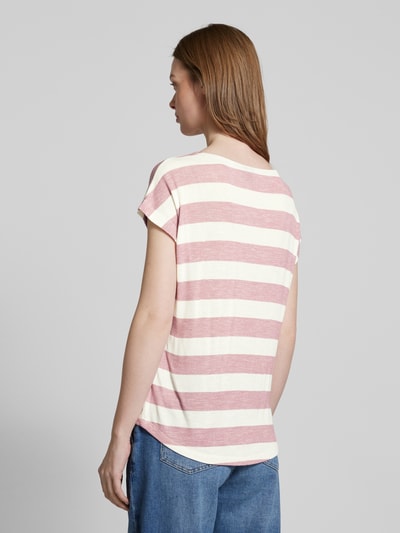 Vero Moda Relaxed Fit T-Shirt aus Viskose-Mix Modell 'WIDE STRIPE' Rosa 5