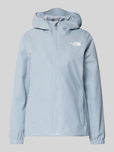 Produktfoto, hellblaue Funktionsjacke mit Kapuze, Taillierung, Reißverschlusstaschen und DryVent™-Technologie von The North Face