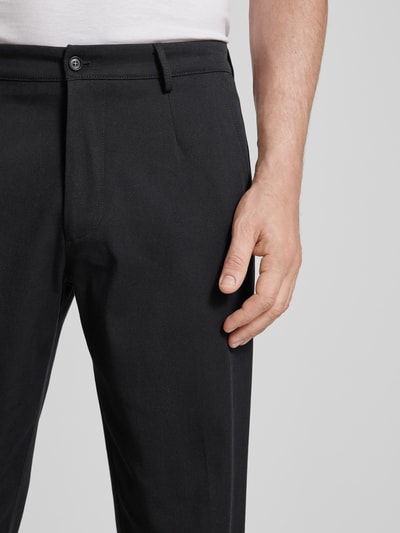 CG - Club of Gents Straight leg pantalon met bandplooien, model 'Ole' Zwart - 3