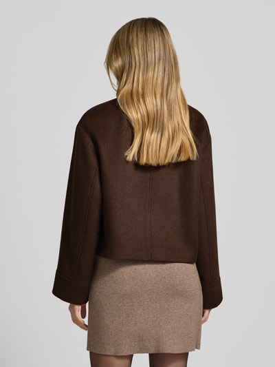 Jake*s Collection Relaxed fit jack met wol en platte kraag Donkerbruin - 5