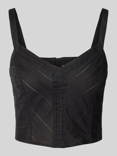 Drykorn Top krótki z zaokrąglonym dekoltem w serek model ‘IRELLA’ Czarny 2