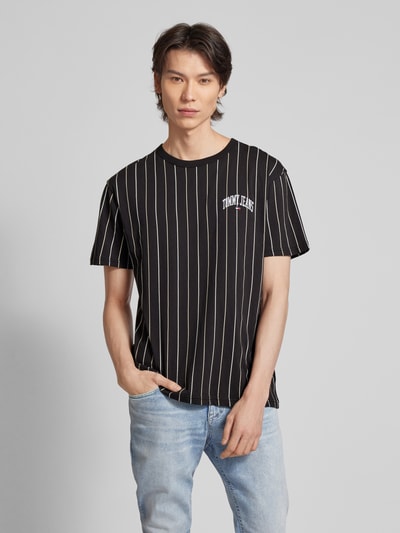 Tommy Jeans T-shirt ze wzorem w cienkie prążki Czarny 4