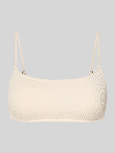 Produktfoto, Damen Bikini Oberteil mit Strukturmuster, Bralette-Form in Sand von Neo Noir, Modell 'SKIN SAND', Nahaufnahme Vorderansicht