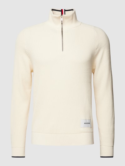 Tommy Hilfiger Strickpullover mit Troyer-Kragen Offwhite 2