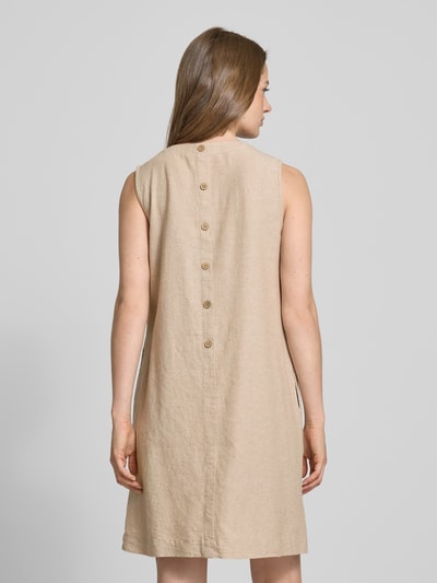 FREE/QUENT Knielange linnen jurk met ronde hals, model 'LAVA' Zand gemêleerd - 5