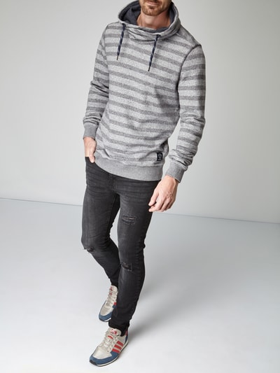 Tom Tailor Sweatshirt mit Streifenmuster im Inside-Out-Look Dunkelblau 1