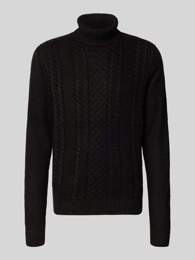Jack & Jones Rollkragenpullover mit Zopfmuster Modell 'PAUL' Black 2