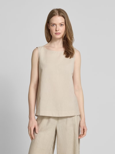 Christian Berg Woman Leinentop mit Rundhalsausschnitt Beige 4