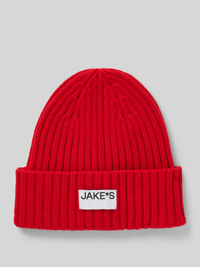 Jake*s Casual Beanie mit Label-Patch Rot 1