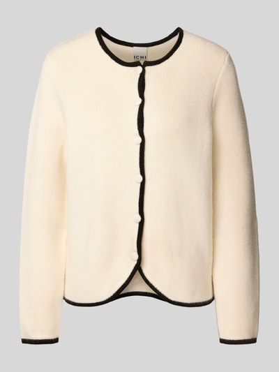 ICHI Kurtka z dzianiny z okrągłym dekoltem model ‘BRICA’ Złamany biały 2