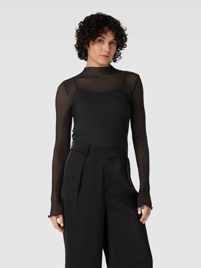 BOSS Black Women Shirt met lange mouwen en turtleneck, model 'Esami' Zwart - 4